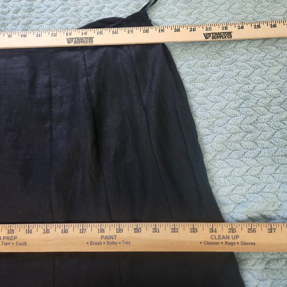 Lauren Ralph Lauren Black 100% Linen Midi Flared A Line Skirt 14W - Picture 5 of 11